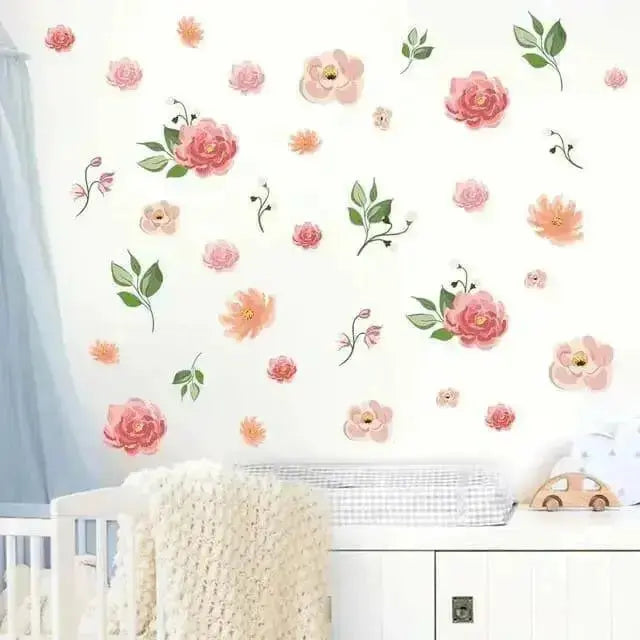 Pink Floral Wall Stickers for Elegant Home Decor - Easy do Wall do