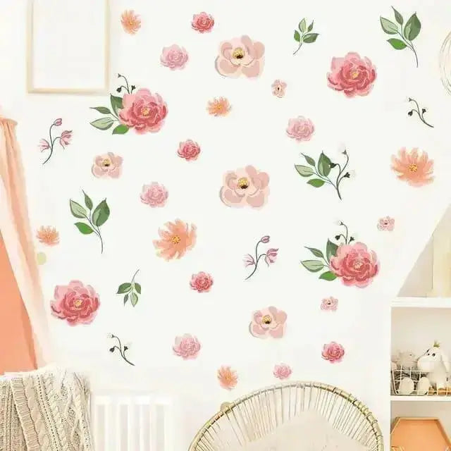 Pink Floral Wall Stickers for Elegant Home Decor - Easy do Wall do