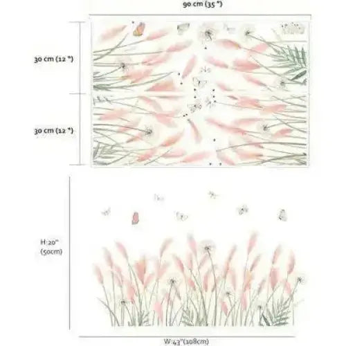 Pink Grass and Butterfly Wallpaper Sticker Set for Elegant Walls - Easy do Wall do
