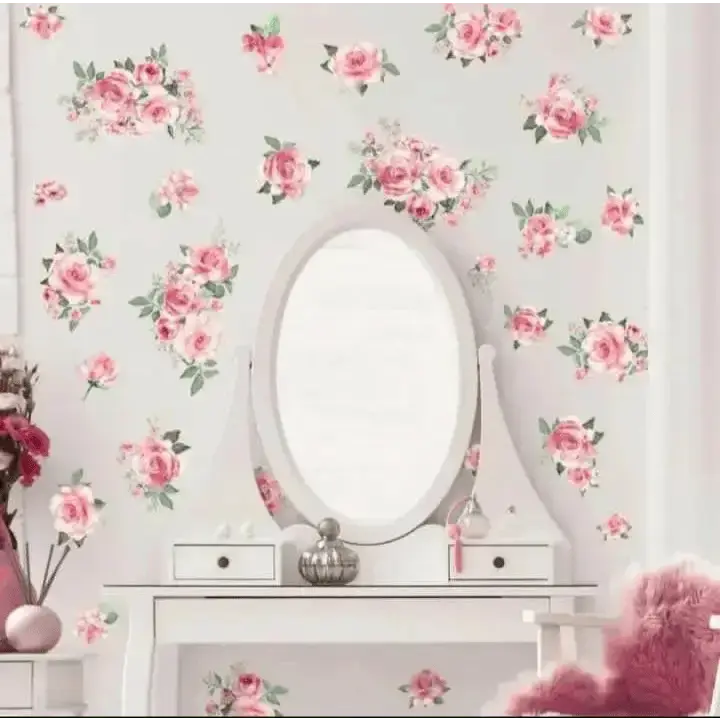 Pink Rose Wall Sticker for Elegant Spaces - Easy do Wall do