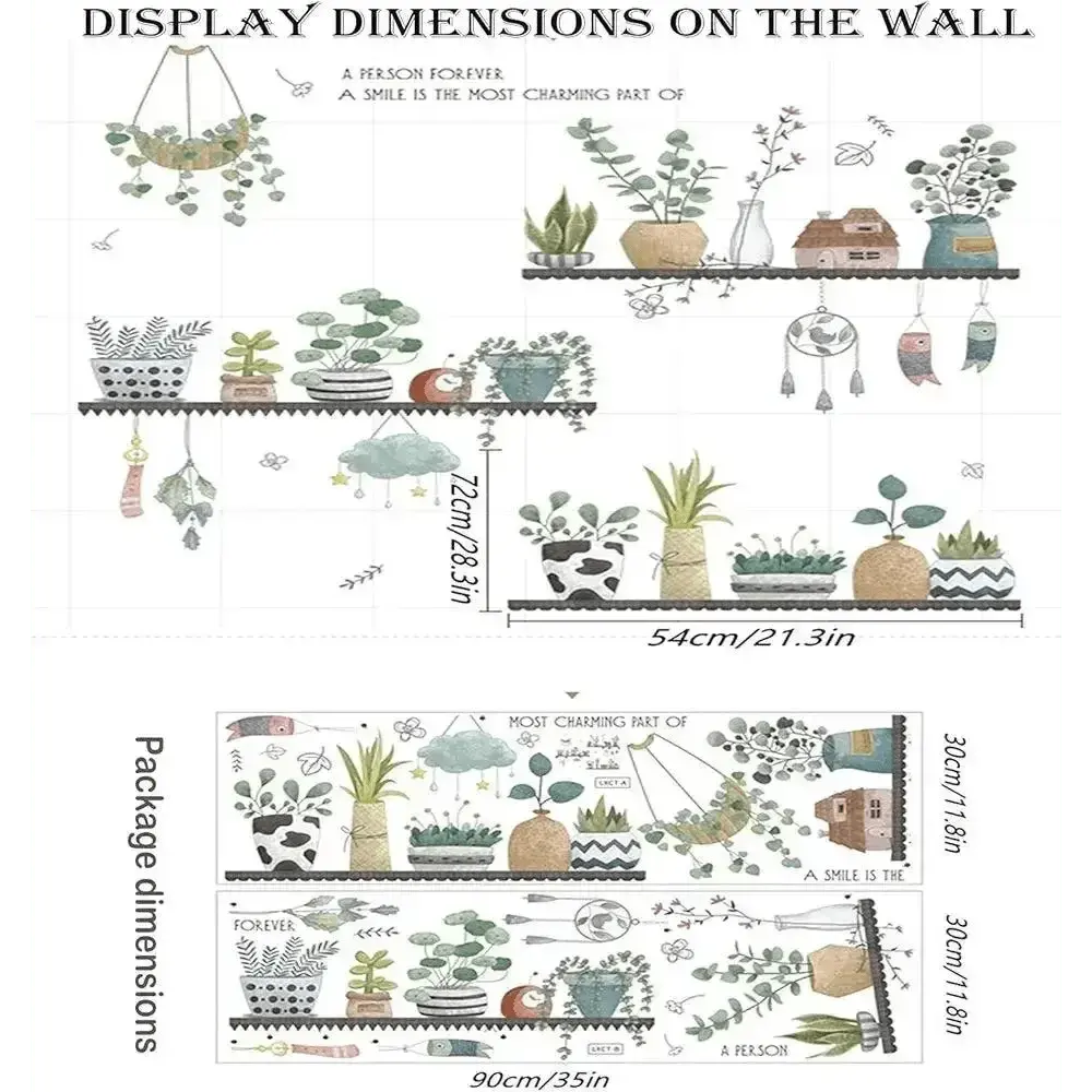 Plant Shelf Wallpaper Sticker Set for Natural Home Decor - Easy do Wall do