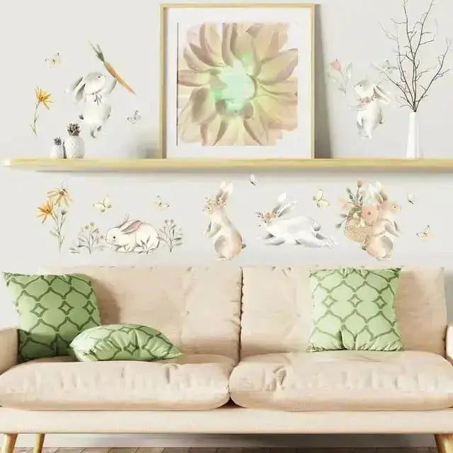 Playful Bunny Garden Wall Stickers for Kids' Rooms - Easy do Wall do