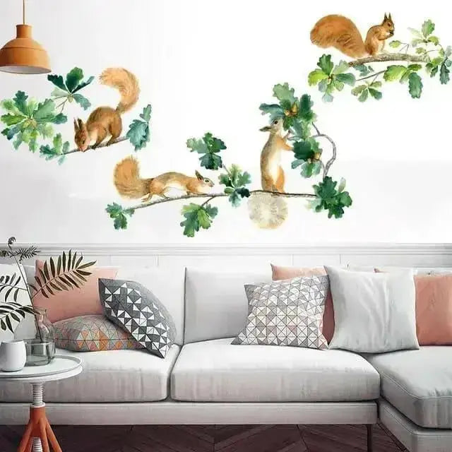 Playful Squirrels and Acorns Wall Stickers for Fun Spaces - Easy do Wall do