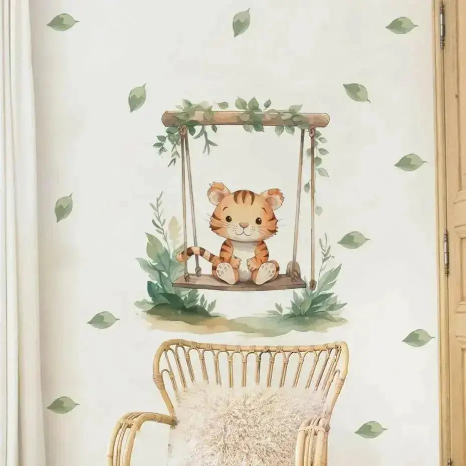 Playful Tiger Swing Wall Stickers for Fun Spaces - Easy do Wall do