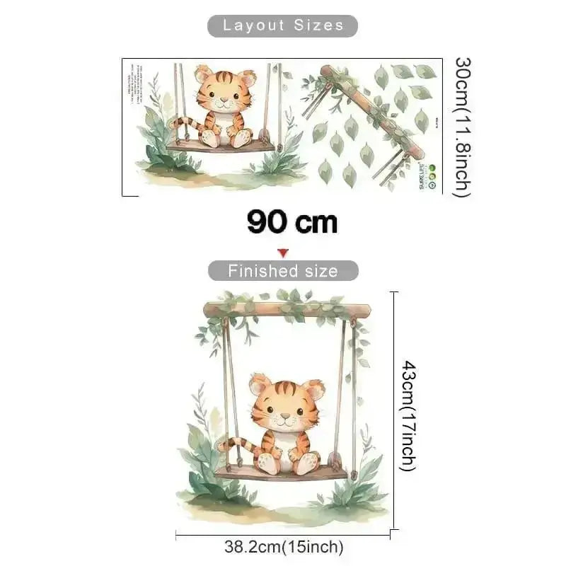 Playful Tiger Swing Wall Stickers for Fun Spaces - Easy do Wall do