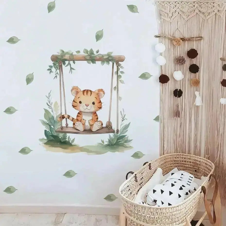 Playful Tiger Swing Wall Stickers for Fun Spaces - Easy do Wall do