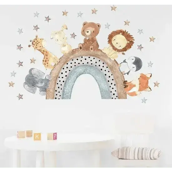 Rainbow Safari Wall Sticker Set for Kids' Rooms - Easy do Wall do