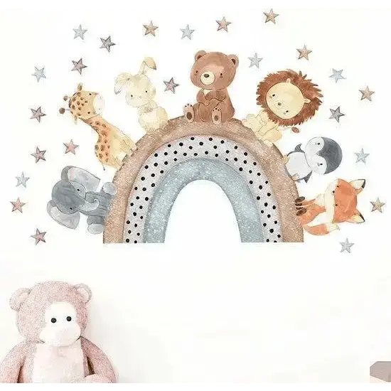 Rainbow Safari Wall Sticker Set for Kids' Rooms - Easy do Wall do
