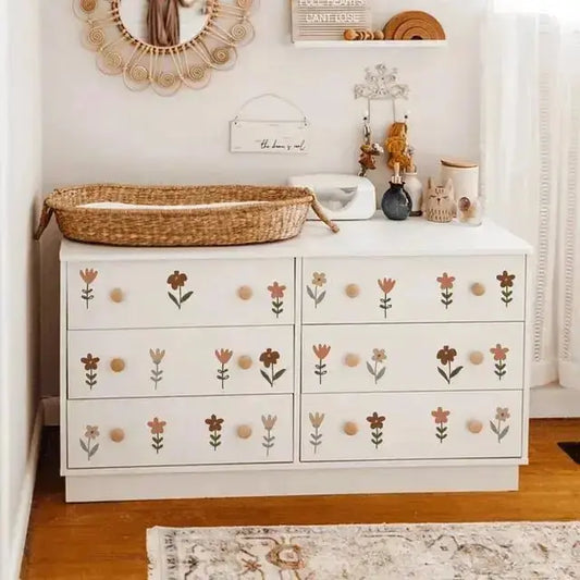 Retro Floral Wall Stickers - Boho Botanical Room Decor - Easy do Wall do