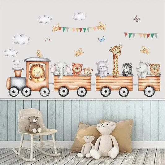 Safari Animal Train Wall Stickers Set for Kids - Easy do Wall do