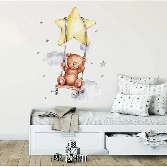 Swinging Teddy Bear Wall Sticker - Easy do Wall do